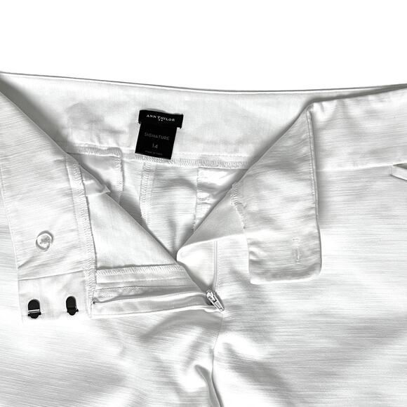 Ann Taylor Factory Signature Pants Womens 14 White Cotton Blend Stretch - Picture 4 of 12